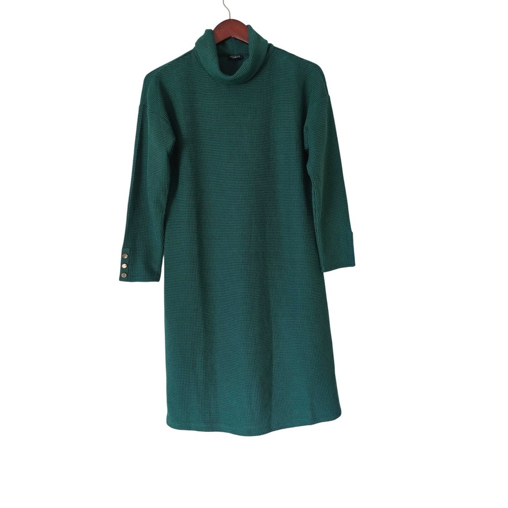 Talbots Cowl Neck Sweater Dress Green MP Petite NWT  Cotton Blend Fall Holiday